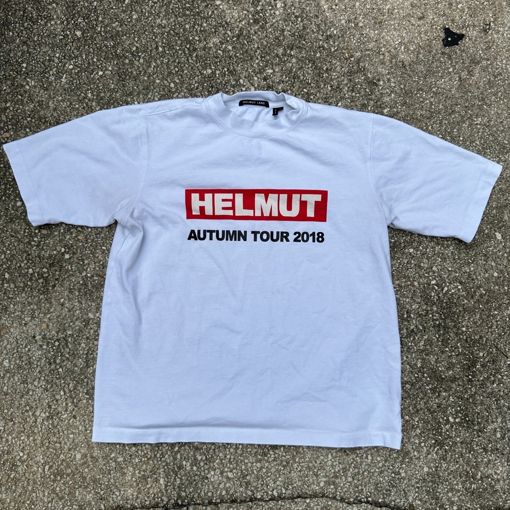 Helmut Lang Autumn Tour 2018 White Graphic T-Shirt XS H08EM501 Portugal Cotton
